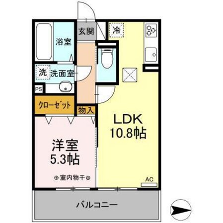 Ｄ－ＲＯＯＭ紅雲町Ｃの物件間取画像